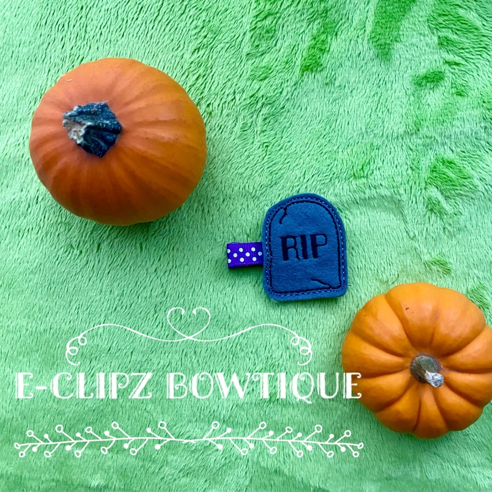 Brand New Halloween RIP tombstone/gravestone hair clip/clippie for babies/girls